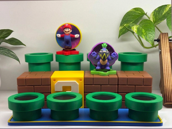 Super Mario Galaxy Collectible Figure Display Stand – 3D Printed Shelf Organiser
