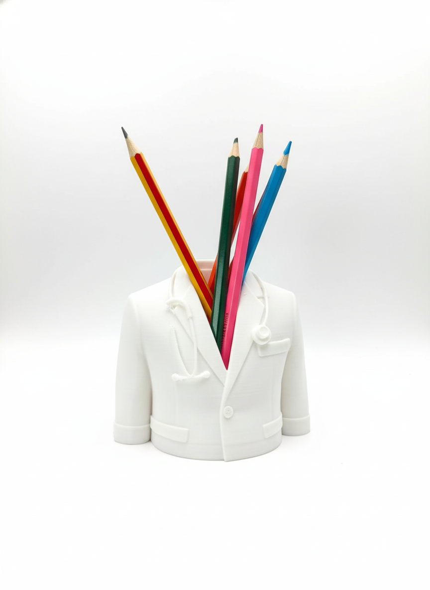 Doctor Suit Pen Holder – 3D Printed Desk Organiser - AI generated