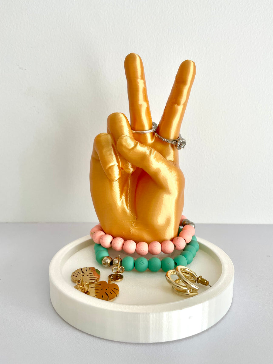 Peace Sign Jewelry Tray - Elegant Minimalist Ring Dish & Trinket Catch-all, PLA