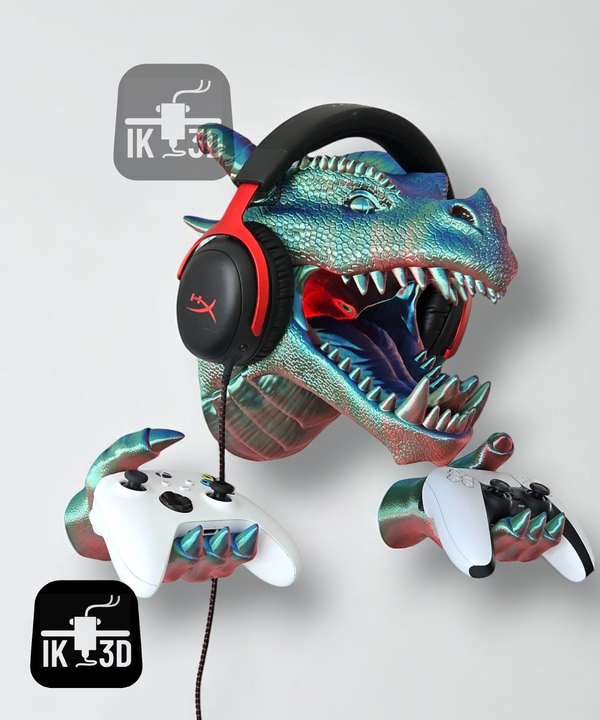 Dragon Head Wall Mounted Holder for Controllers and Headsets