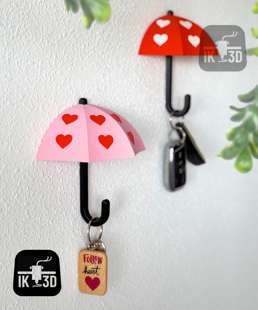 Heart Umbrella Wall Hook – Reversible Key, Coat Hook & Trinket Bow