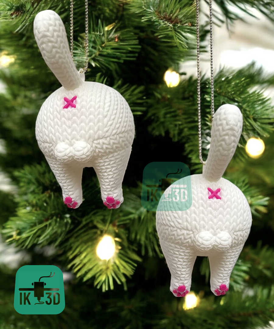 Knitted-Style Cat Butt Ornament | Funny Feline Christmas Decor Gift