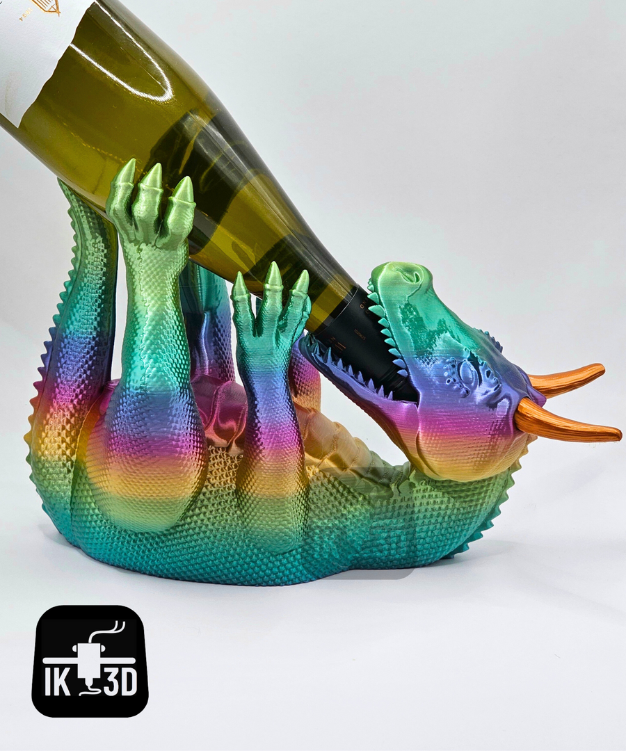 Whimsical Dragon Wine Bottle Holder Statue | Fantasy Home Decor Gift
