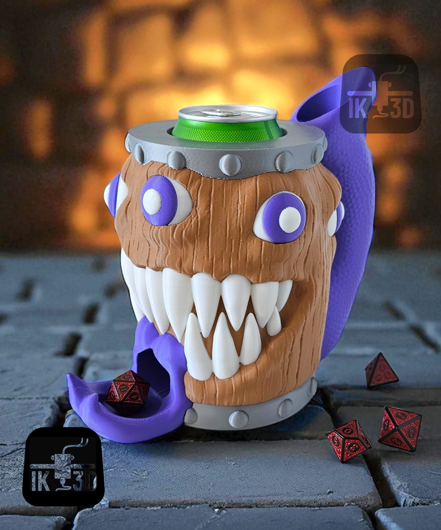 Mimic Treasure Chest Monster Dice Tower & Can Cooler for RPG Gaming