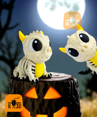 Cute Spooky Baby Dragon Skeleton Figurine | 3D Printed Halloween & Goth Decor
