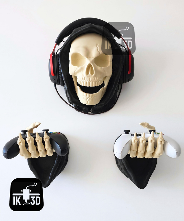 Haunting Grim Reaper Wall Mount Gaming Headset & Controller Holder