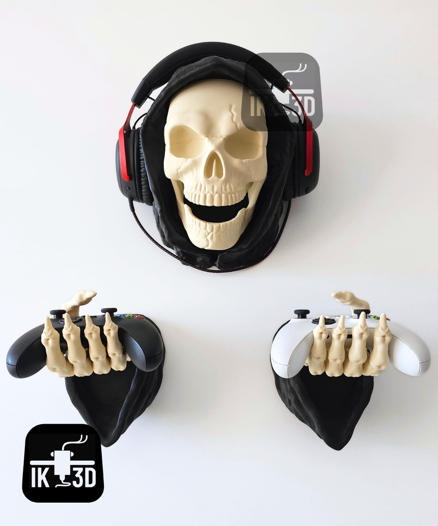 Haunting Grim Reaper Wall Mount Gaming Headset & Controller Holder