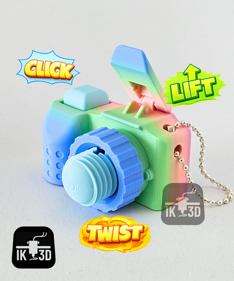 Sensory 3-in-1 Camera Fidget Toy with Clicky Shutter for Stress Relief