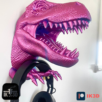 Realistic T-Rex Dinosaur Head Wall Hanger - PLA Plastic Organizer for Dino Fans