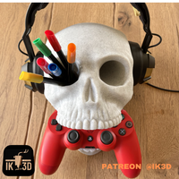 Dark Skull Headset & Gaming Controller Stand | Pen Holder Desk Organizer