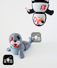 Mini Flexi Articulated Killer Penguin & Sea Lion 3D Printed Desk Diorama