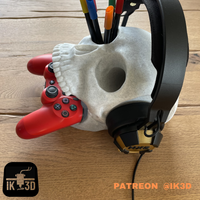 Dark Skull Headset & Gaming Controller Stand | Pen Holder Desk Organizer