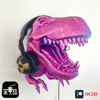 Realistic T-Rex Dinosaur Head Wall Hanger - PLA Plastic Organizer for Dino Fans