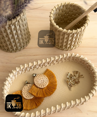 Wicker-Style 3D Printed Containers - Set of 3 Stackable Storage Organizers