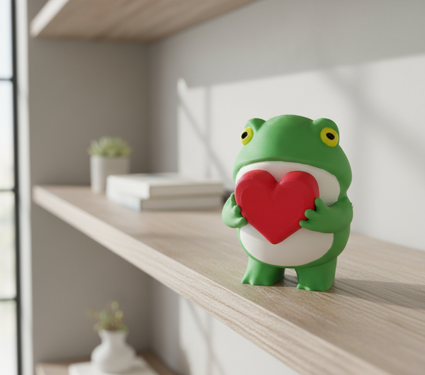Cheeky Frog Figurine Holding a Heart - AI generated