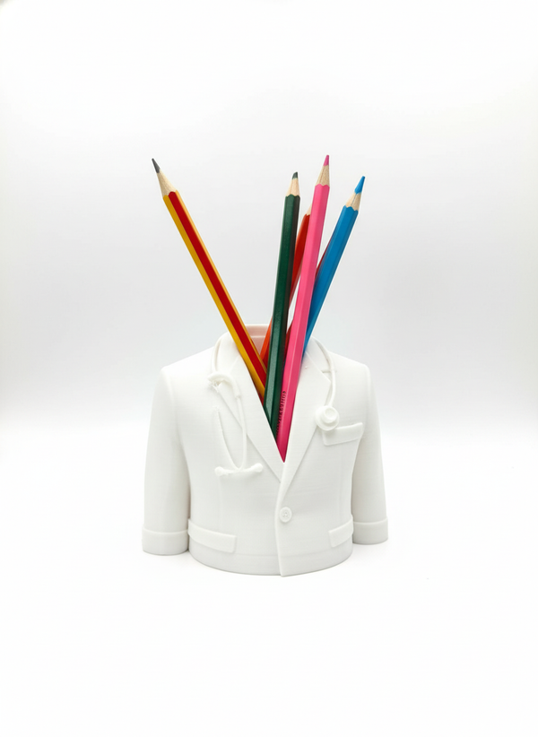 Doctor Suit Pen Holder – 3D Printed Desk Organiser - AI generated