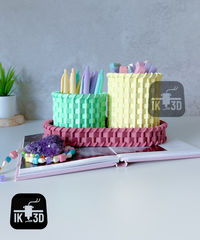 Wicker-Style 3D Printed Containers - Set of 3 Stackable Storage Organizers