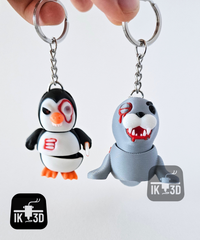 Mini Flexi Articulated Killer Penguin & Sea Lion 3D Printed Desk Diorama