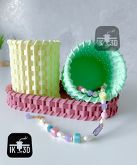 Wicker-Style 3D Printed Containers - Set of 3 Stackable Storage Organizers