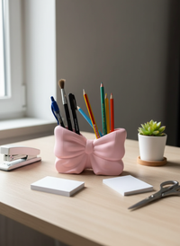 Bow Ribbon Pen Holder – 3D Printed Desk Organiser - AI generated