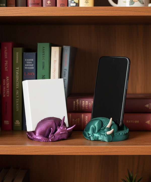 Cute Sleepy Dragon Phone & Card Holder Desk Stand - AI generated