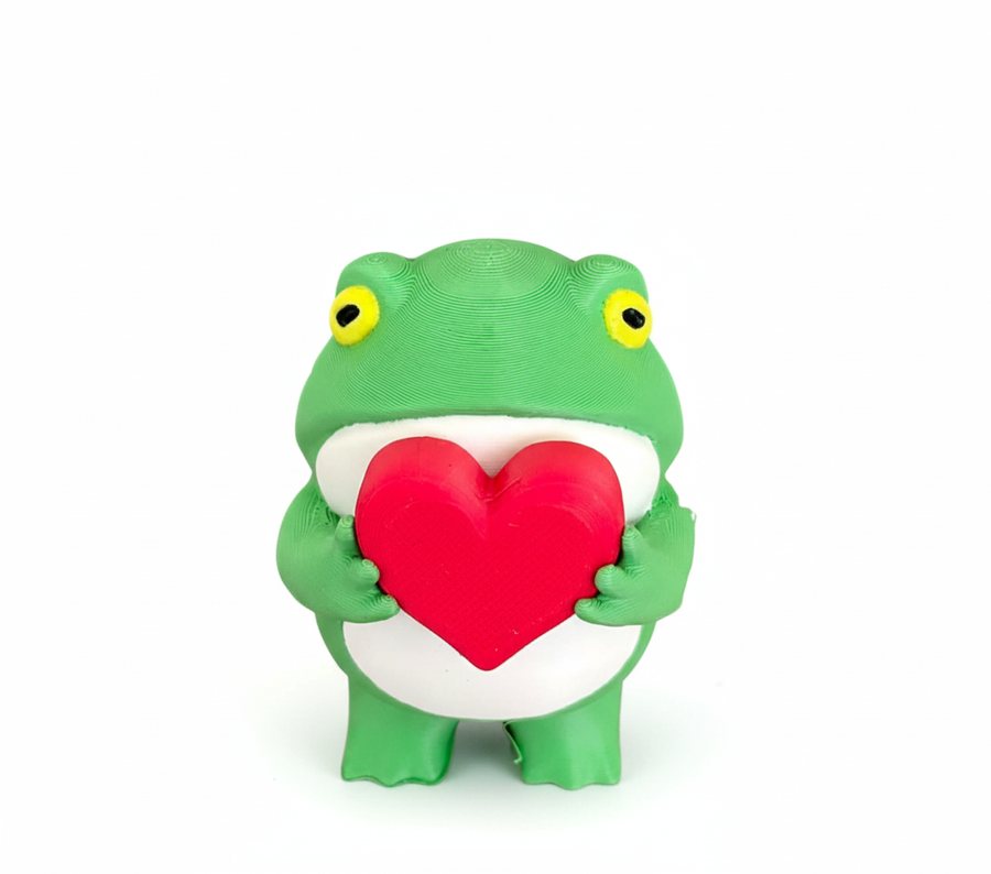 Cheeky Frog Figurine Holding a Heart - AI generated