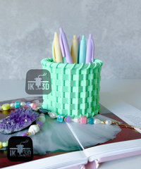 Wicker-Style 3D Printed Containers - Set of 3 Stackable Storage Organizers