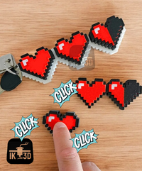 Retro 8-Bit Pixel Heart Fidget Clicker - Gamer Stress Relief Desk Toy Keychain