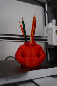 Stylish Puffer Jacket Pen Holder - 3D Printed Desk Organizer for Stationery