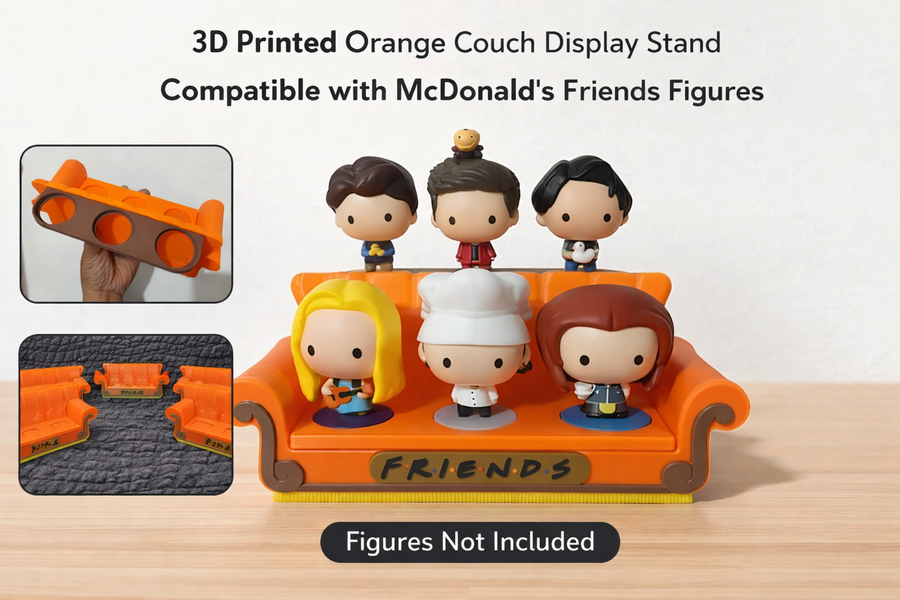 Friends Figures Couch Display Stand – 3D Printed Collector Shelf – Figures Not Included