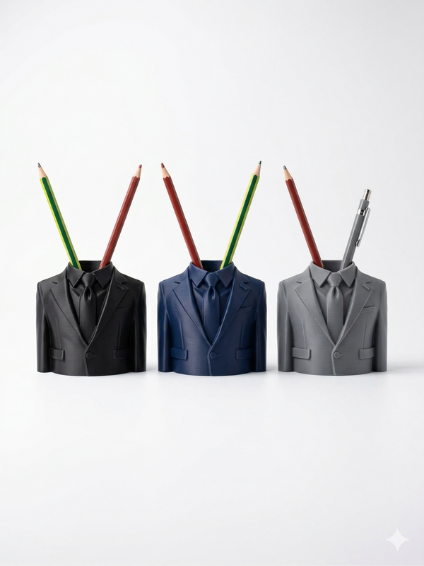 Stylish 3D Printed Suit Pen Holder – Desk Organizer for Home Office