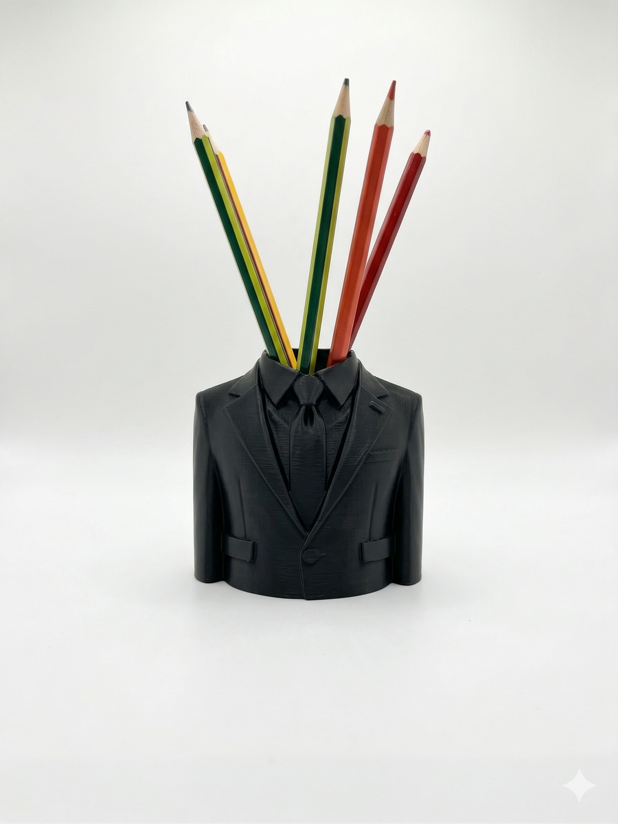 Stylish 3D Printed Suit Pen Holder – Desk Organizer for Home Office