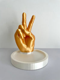 Peace Sign Jewelry Tray - Elegant Minimalist Ring Dish & Trinket Catch-all, PLA