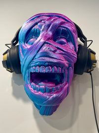 Gothic Mummy Head Wall Mount Headphones Holder - Ancient Egyptian Decor