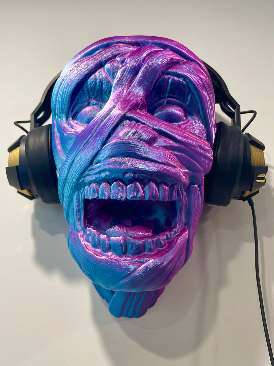 Gothic Mummy Head Wall Mount Headphones Holder - Ancient Egyptian Decor