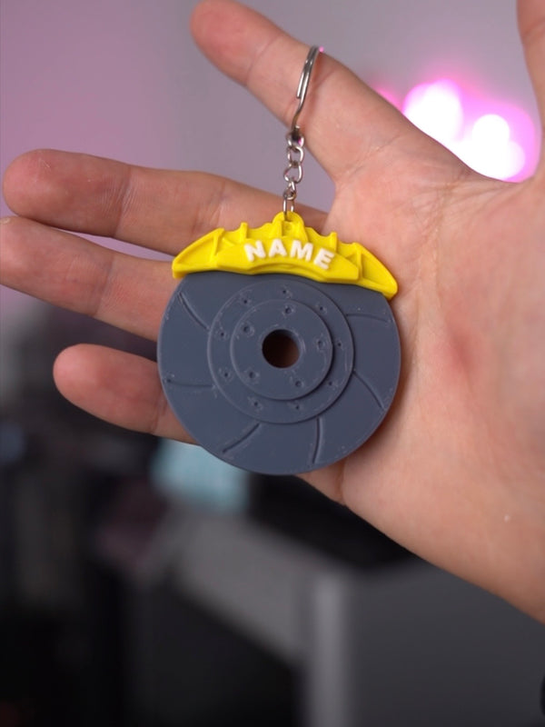 Custom Name Brake Disc Keychain | Personalized Car Keyring | Automotive Gift