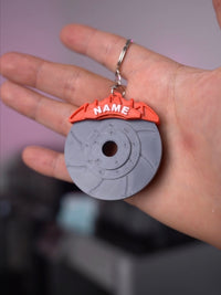 Custom Name Brake Disc Keychain | Personalized Car Keyring | Automotive Gift