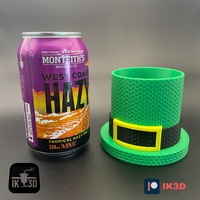 St Patrick's Day Knitted Leprechaun Hat Can Cooler, Irish Novelty Gift