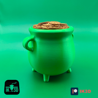 St Patrick's Day Leprechaun Cauldron Piggy Bank | Unique 3D Printed Gift