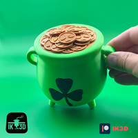 St Patrick's Day Leprechaun Cauldron Piggy Bank | Unique 3D Printed Gift