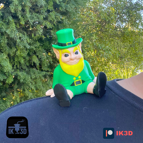 Handcrafted Green Leprechaun Shoulder Pal Figurine - St Patrick's Day Accessory