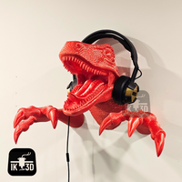 Fearsome Velociraptor Head Wall Mount - Headset & Key Holder for Gamers & Dino Fans