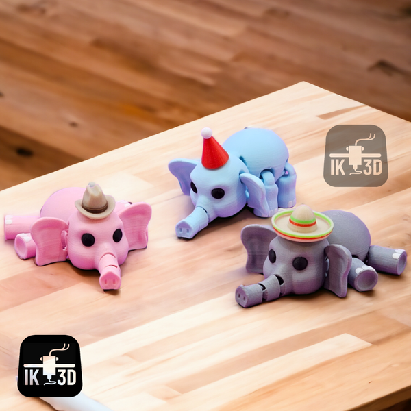 Flexi Baby Elephant Articulated Figure Toy with Hats