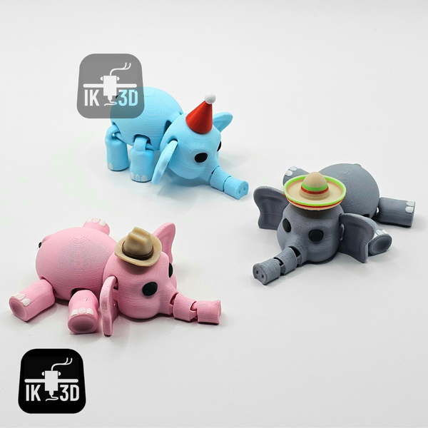 Flexi Baby Elephant Articulated Figure Toy with Hats