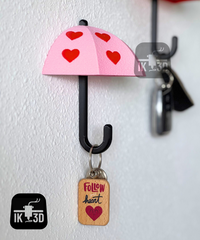 Heart Umbrella Wall Hook – Reversible Key, Coat Hook & Trinket Bow