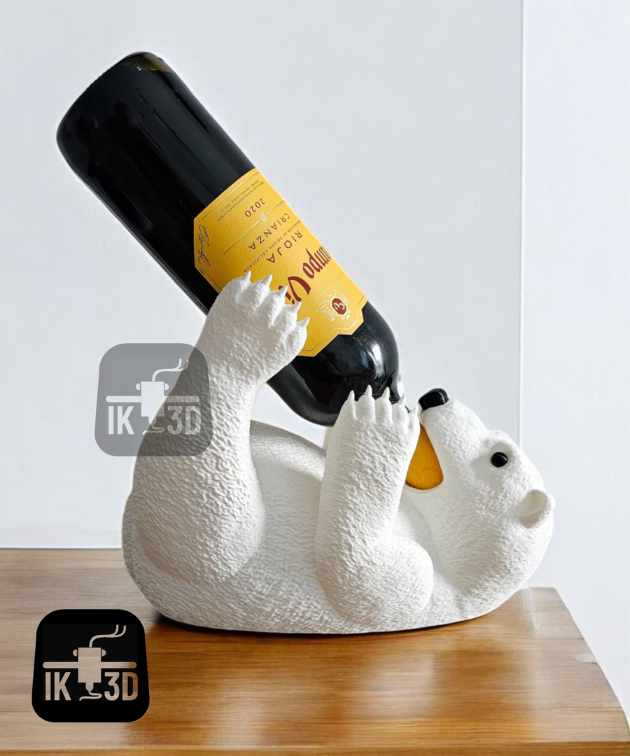 Adorable Polar Bear Sipping Wine Bottle Holder - Fun Animal Home & Bar Decor