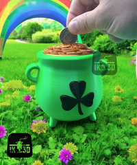 St Patrick's Day Leprechaun Cauldron Piggy Bank | Unique 3D Printed Gift