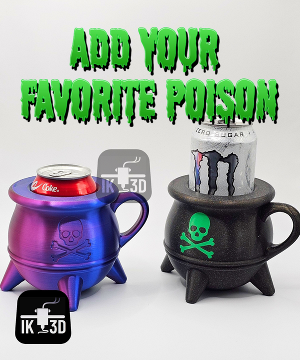 Gothic Cauldron Can Holder Spooky Drink Insulator for Halloween & Dark Aesthetic