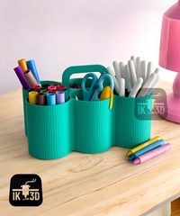 Textured 6-Compartment Portable Pencil Holder & Desk Organizer