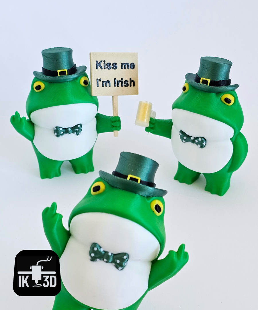 Cheeky Frog St. Patrick's Day Figurines Set of 3 - Lucky Irish Desk Gift